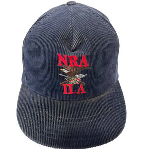 Vintage NRA ILA National Rifle Assoc Corduroy Trucker Baseball Hat Cap Strap